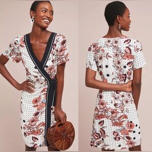 Anthropologie Floral Mini Dress in White and Black